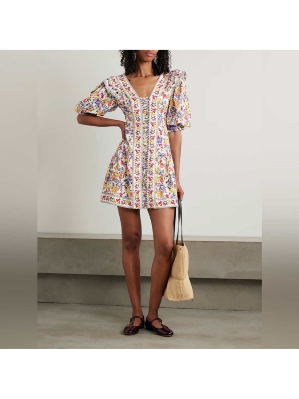 ‼️NEW Farm Rio Off-White Greek Garden Lenzing™ Ecovero™ Floral Mini Dress